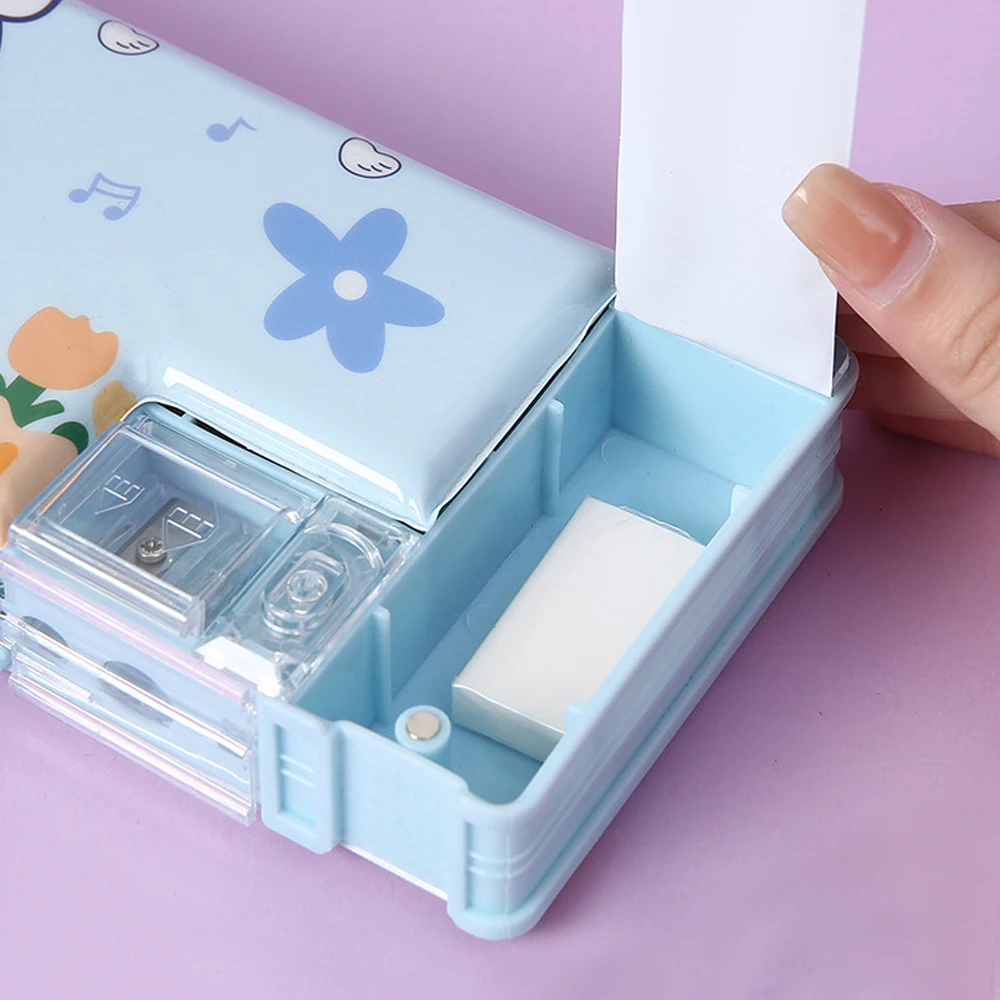 Cartoon Stationery box with pencil sharpener Plastic Pencil Case School storage box kid cute pen case Student Pencil Box Gifts thumbnail 4