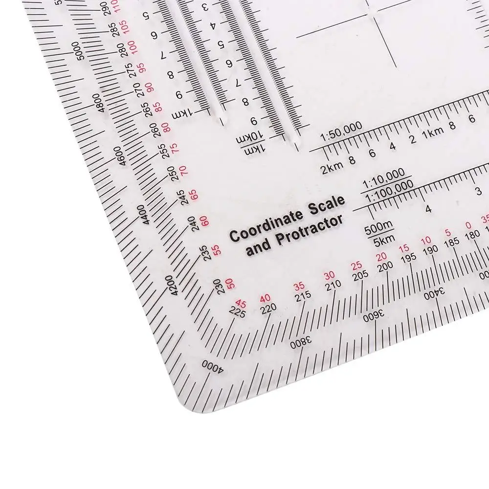 Multifunctional Map Protractor Creative Acrylic Measuring Tool Topographical Coordinate Scale Protractor For Camping thumbnail 5