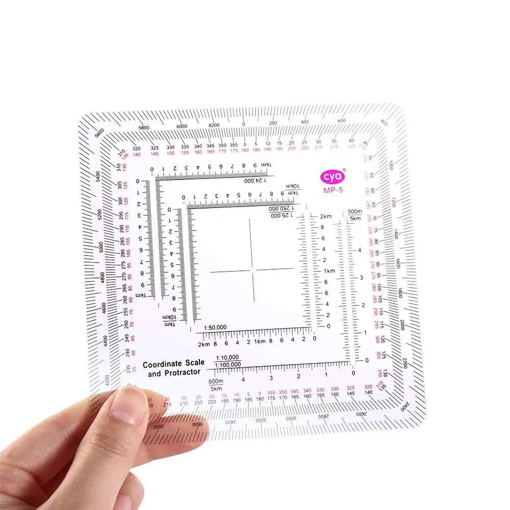 Multifunctional Map Protractor Creative Acrylic Measuring Tool Topographical Coordinate Scale Protractor For Camping thumbnail 3