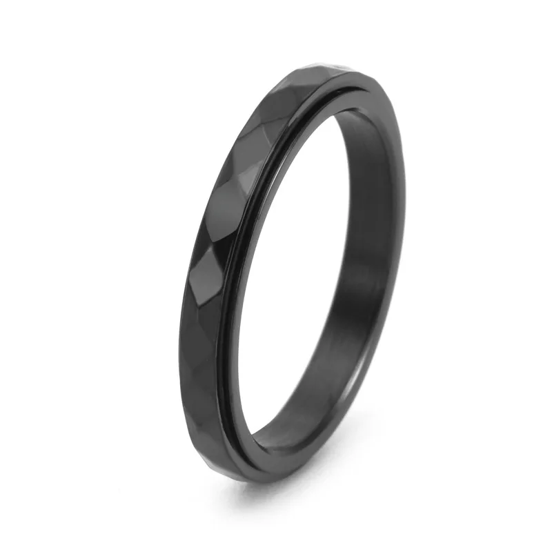 3mm Thin Stainless Steel Faceted Spinner Ring Wedding Band for Women Girl Size 5-12 thumbnail 6