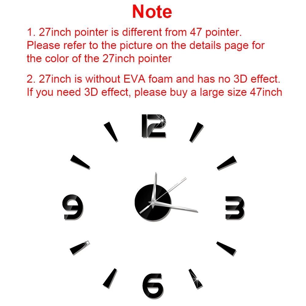 Frameless DIY Wall Clock 3D Mirror Wall Clocks Decor Sticker DIY Quartz Watch kit for Home Living Room Bedroom Office Decoration thumbnail 4