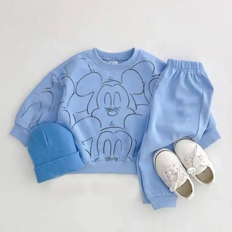 New Designer Cartoon Clothing  Tracksuit Baby Boy Summer Printed Clothes T-shirt+shorts Baby Girl Casual Solid Color Sets thumbnail 2
