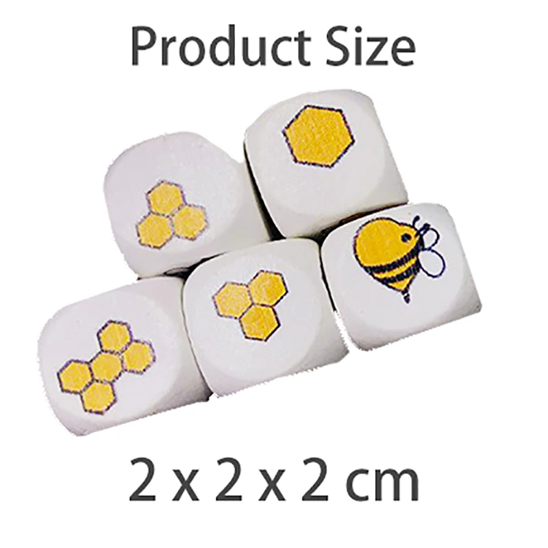 10pcs Dice Wooden Toys Animal Geometric Shape Cube Blocks Games Montessori Early Educational Math Toys For Children Cartoon Bee thumbnail 6