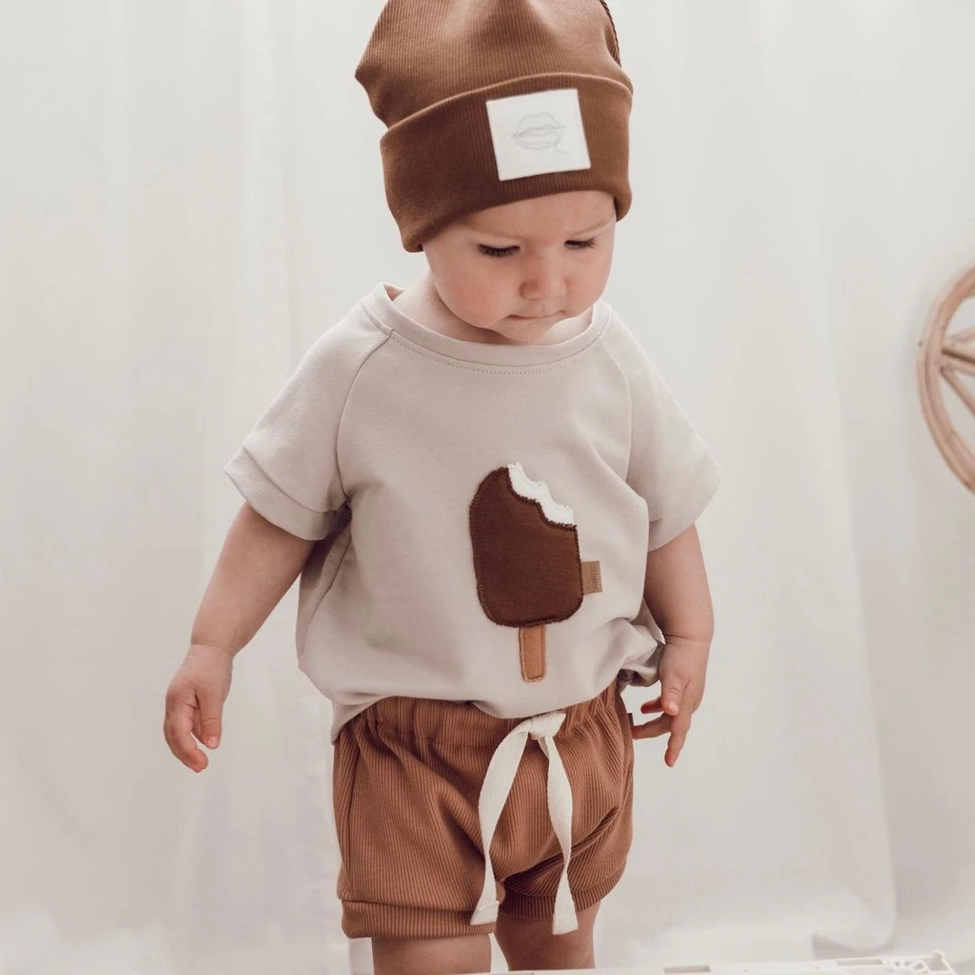 Summer Boys  Girls Clothing Solid Color Shorts T-shirt Casual  Ice Cream Rainbow Pattern Cotton Comfortable 6M-3Y thumbnail 2
