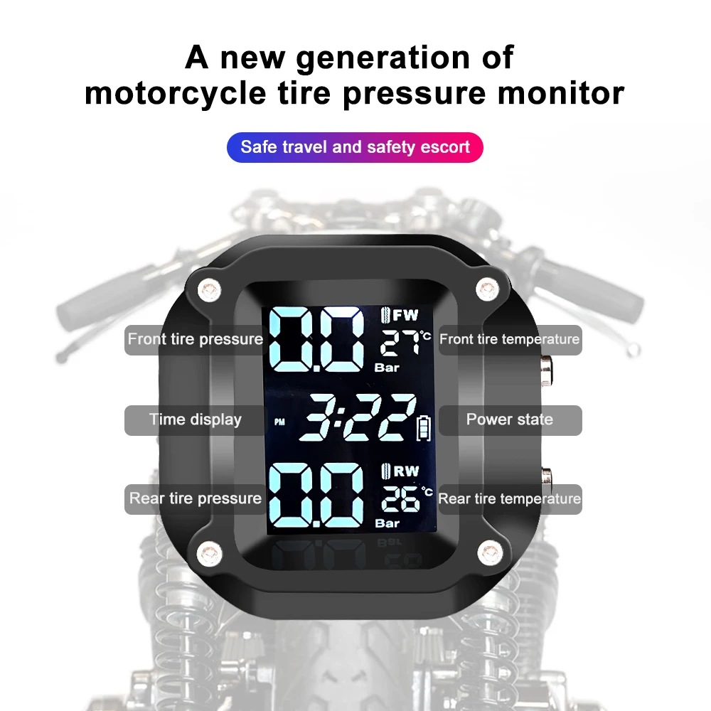 Motorcycle Tire Pressure Sensors Moto TMPS Tire Pressure Monitoring System 2 Wheel Tyre External Sensor for Motorbike Bicycle thumbnail 2