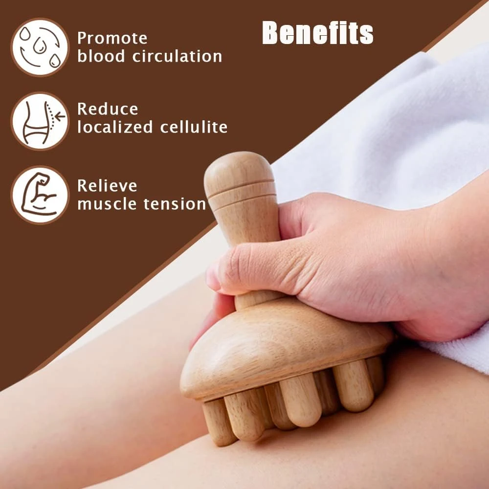 Wooden Mushroom Shape Massage,Manual Wood Therapy Massage Tool,Anti Cellulite,Maderoterapia,Lymphatic Drainage,for Full Body Use thumbnail 4