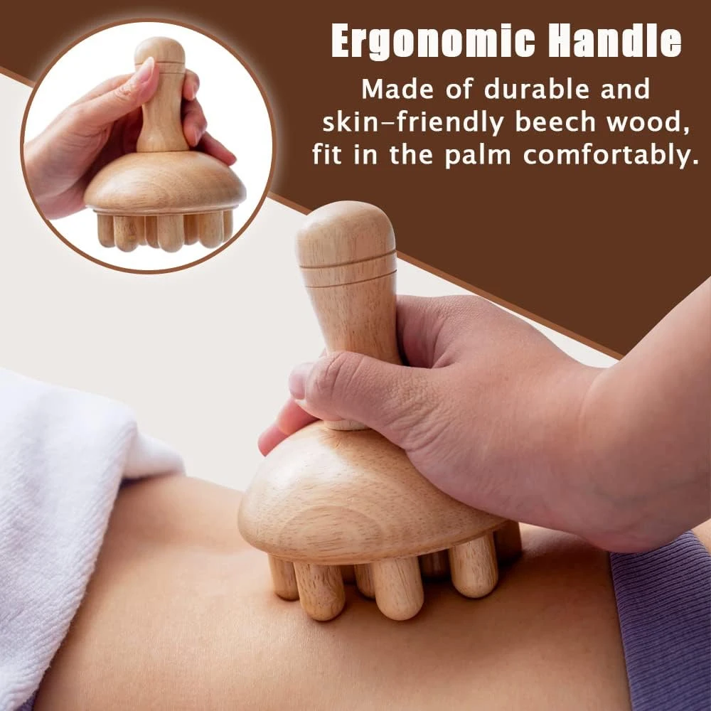 Wooden Mushroom Shape Massage,Manual Wood Therapy Massage Tool,Anti Cellulite,Maderoterapia,Lymphatic Drainage,for Full Body Use thumbnail 3