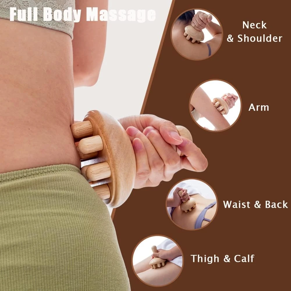 Wooden Mushroom Shape Massage,Manual Wood Therapy Massage Tool,Anti Cellulite,Maderoterapia,Lymphatic Drainage,for Full Body Use thumbnail 5