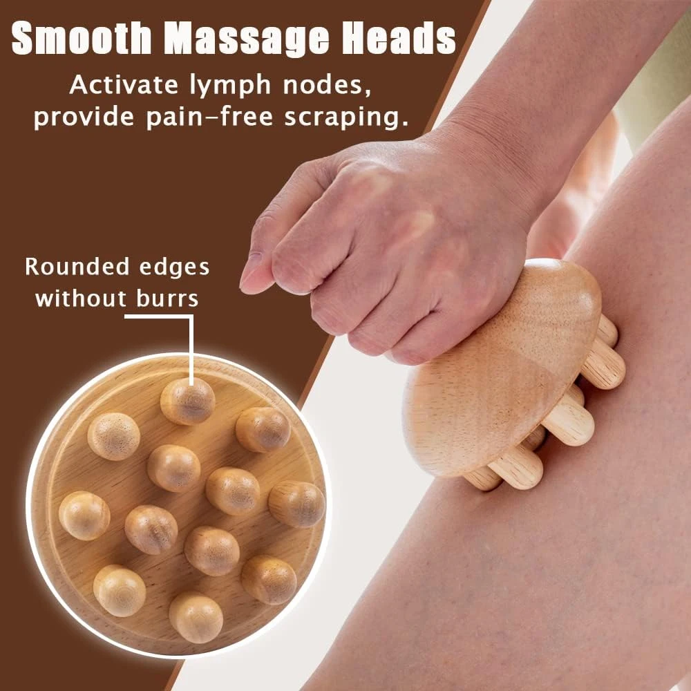 Wooden Mushroom Shape Massage,Manual Wood Therapy Massage Tool,Anti Cellulite,Maderoterapia,Lymphatic Drainage,for Full Body Use thumbnail 2