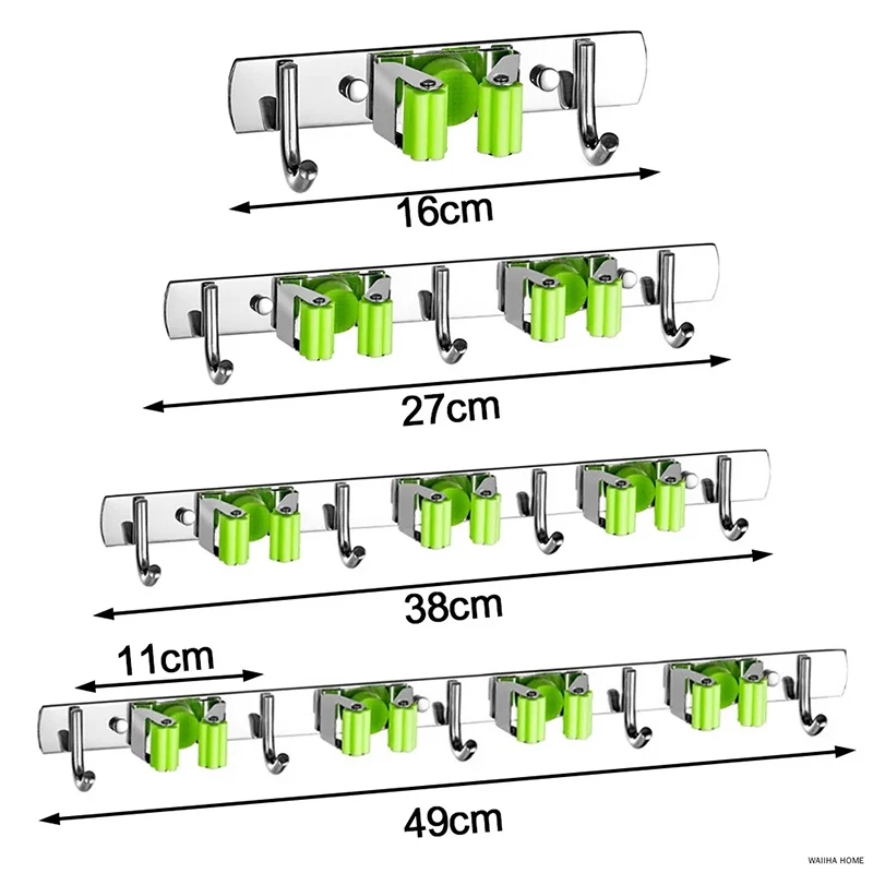 Wall Mount Mop Organizer Holder Broom Hook Stainless Steel Storage Hook Kitchen Bathroom Organization Accessories thumbnail 6
