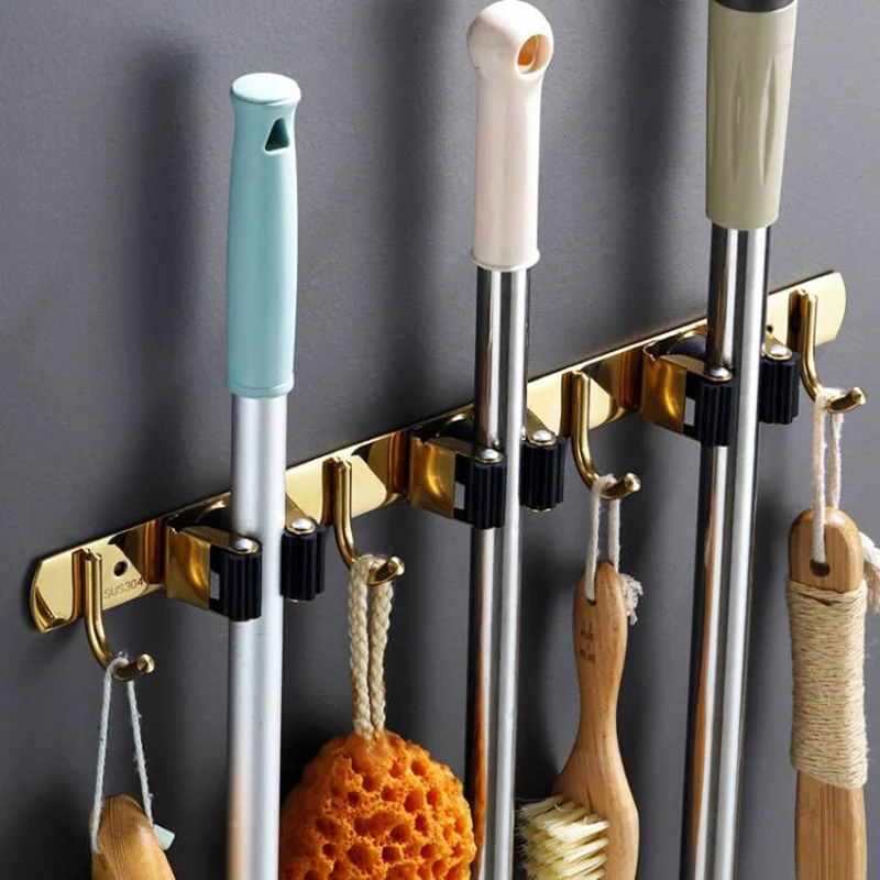 Wall Mount Mop Organizer Holder Broom Hook Stainless Steel Storage Hook Kitchen Bathroom Organization Accessories thumbnail 5