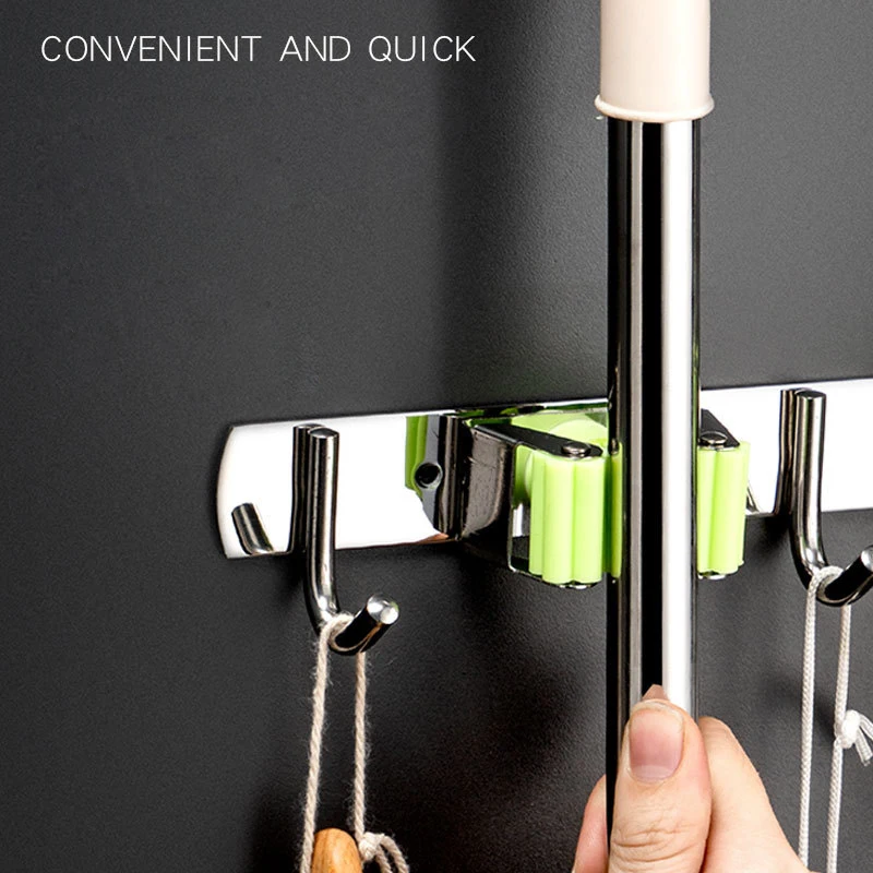 Wall Mount Mop Organizer Holder Broom Hook Stainless Steel Storage Hook Kitchen Bathroom Organization Accessories thumbnail 3