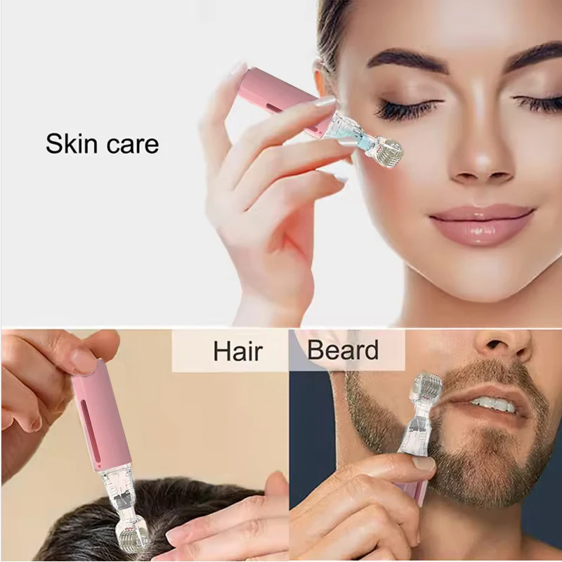 Women Facial Lip Derma Roller Professional Skincare Tools,Titanium Micro Needles Roller For Beard&Hair Growth,Serum Applicator thumbnail 3