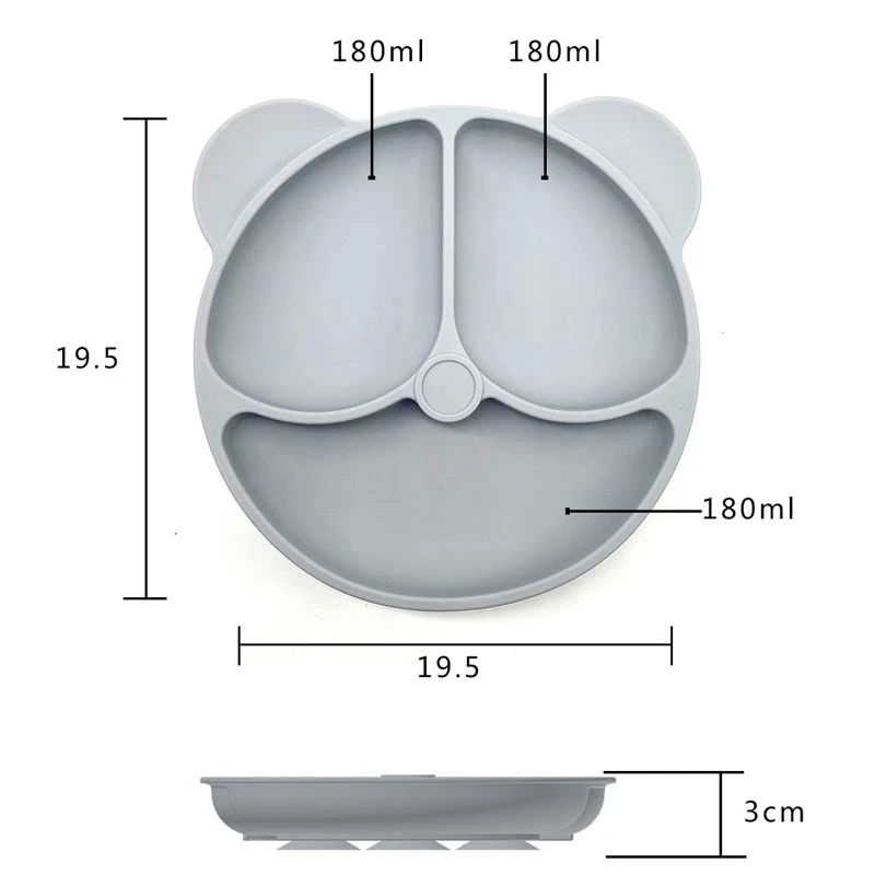 3Pcs  Baby Safe Silicone Suction Dining Plate Learning Spoons Set Feeding Toddler Training Tableware Retro Kids Smile Face Plate thumbnail 4