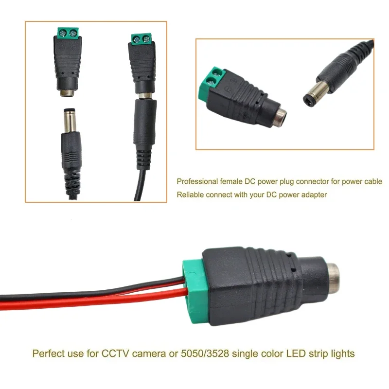 5pairs DC 12V Male Female Connectors 2.1*5.5mm Power Plug Adapter Jacks Sockets Connector For Signal Color LED Strip CCTV Camera thumbnail 5