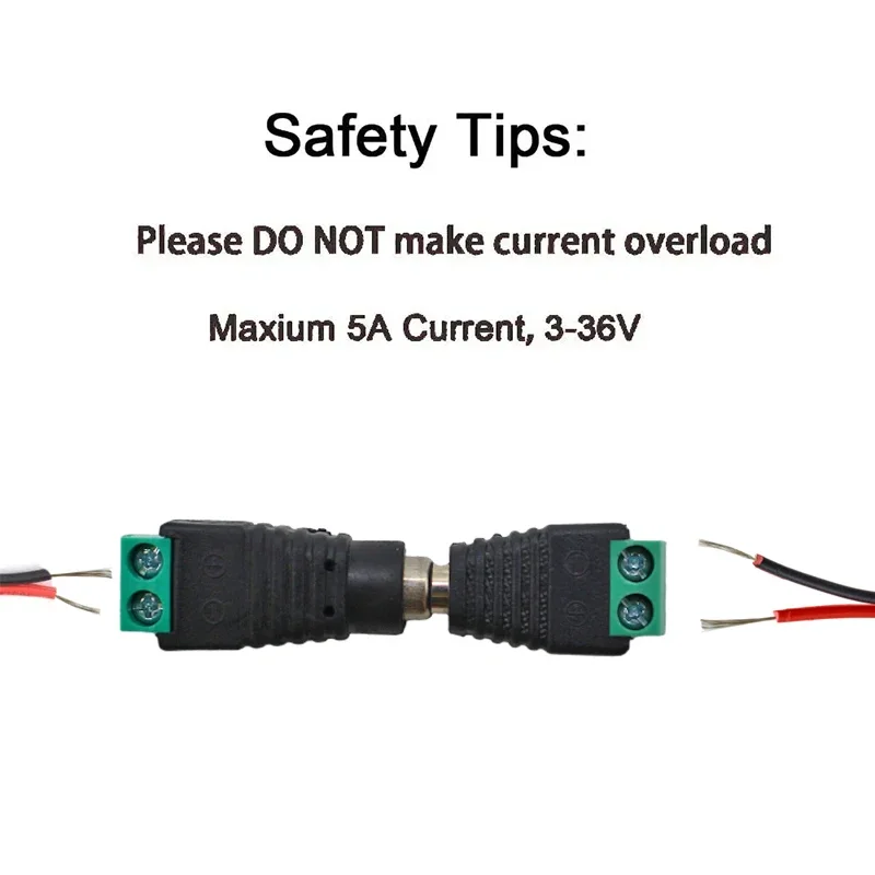 5pairs DC 12V Male Female Connectors 2.1*5.5mm Power Plug Adapter Jacks Sockets Connector For Signal Color LED Strip CCTV Camera thumbnail 4