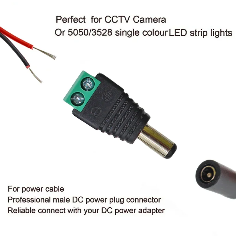 5pairs DC 12V Male Female Connectors 2.1*5.5mm Power Plug Adapter Jacks Sockets Connector For Signal Color LED Strip CCTV Camera thumbnail 3