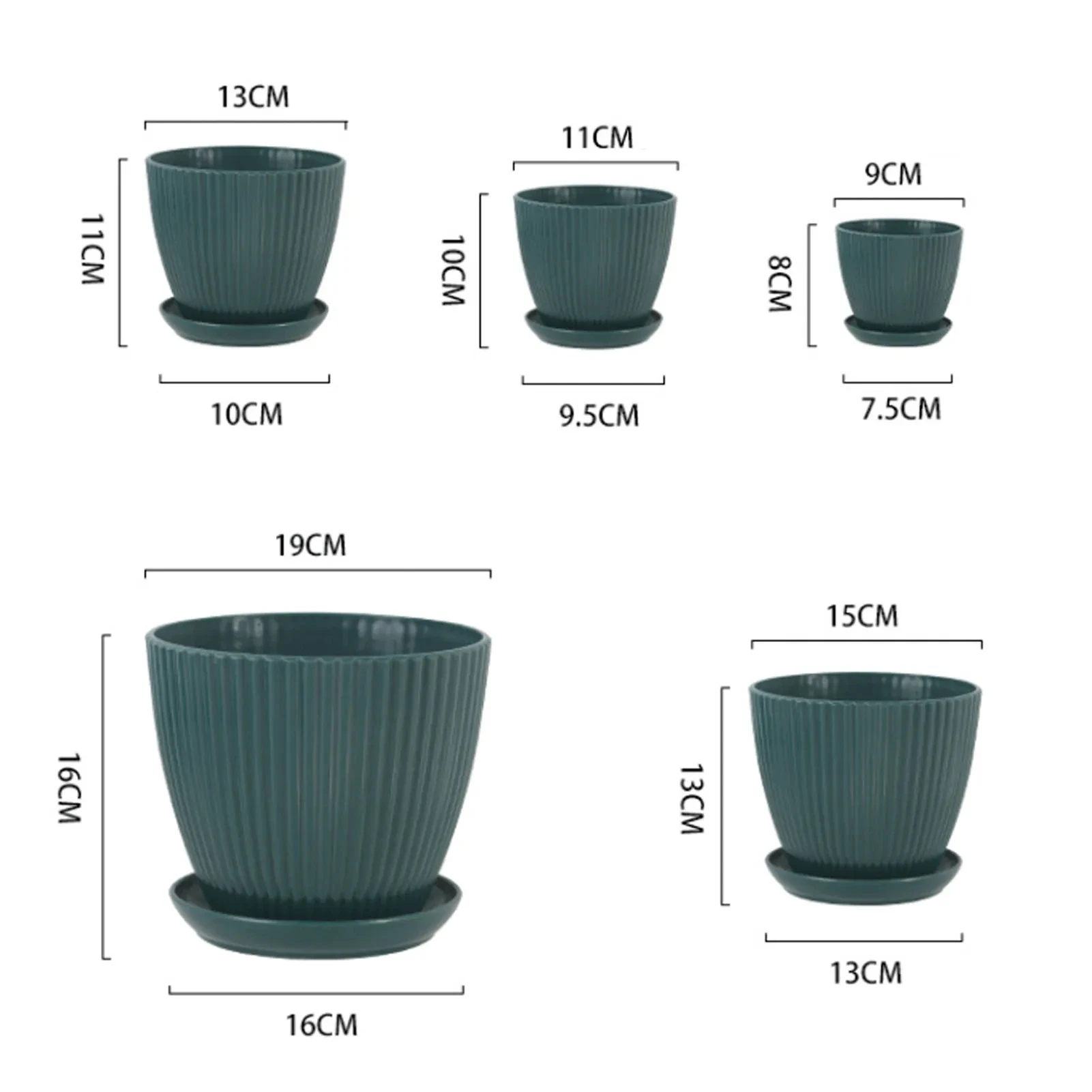 Flower Pot Round Planters Succulents Plant Pot with Tray Office Desktop Balcony Home Garden Decoration Outdoor Potted 5 Sizes thumbnail 6