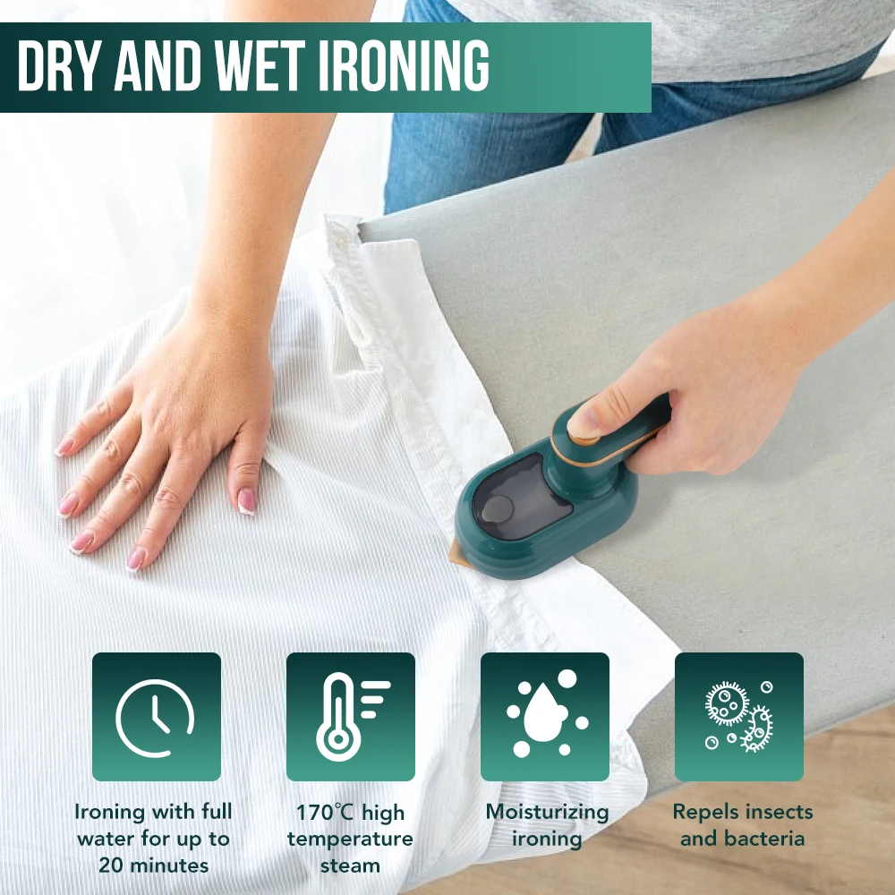 Mini Garment Steamer Steam Iron Handheld Portable Home Travelling For Clothes Ironing Wet Dry Ironing Machine thumbnail 3