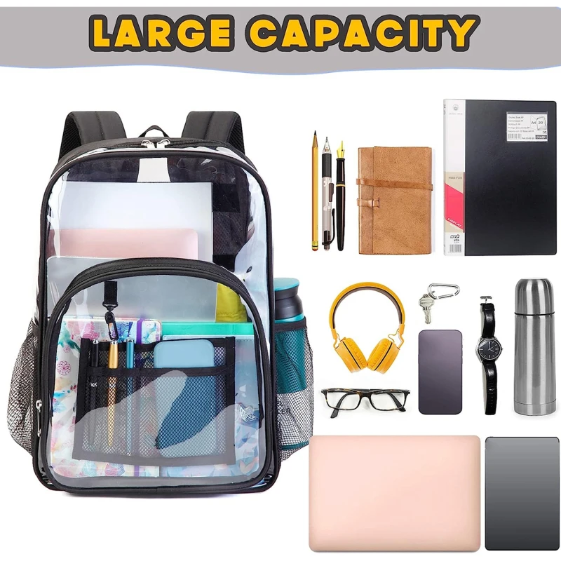 Backpack Waterproof Transparent School Bag Girl Large Capacity Backpack Solid Clear Backpack Men Fashion Transparent Plastic Bag thumbnail 5