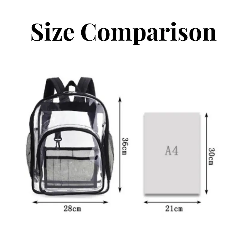 Backpack Waterproof Transparent School Bag Girl Large Capacity Backpack Solid Clear Backpack Men Fashion Transparent Plastic Bag thumbnail 6