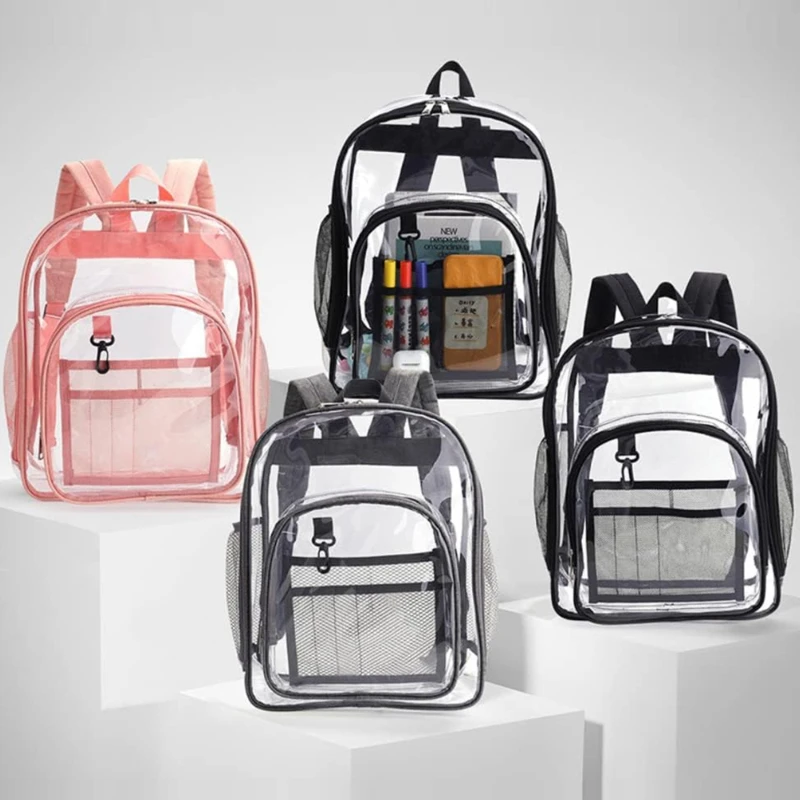 Backpack Waterproof Transparent School Bag Girl Large Capacity Backpack Solid Clear Backpack Men Fashion Transparent Plastic Bag thumbnail 4