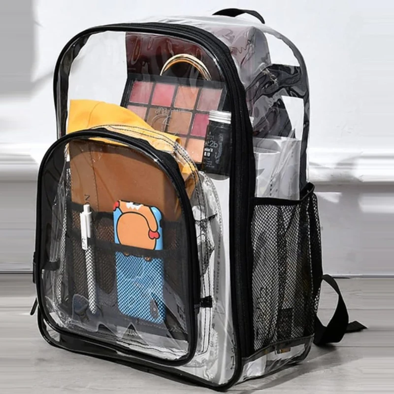 Backpack Waterproof Transparent School Bag Girl Large Capacity Backpack Solid Clear Backpack Men Fashion Transparent Plastic Bag thumbnail 2