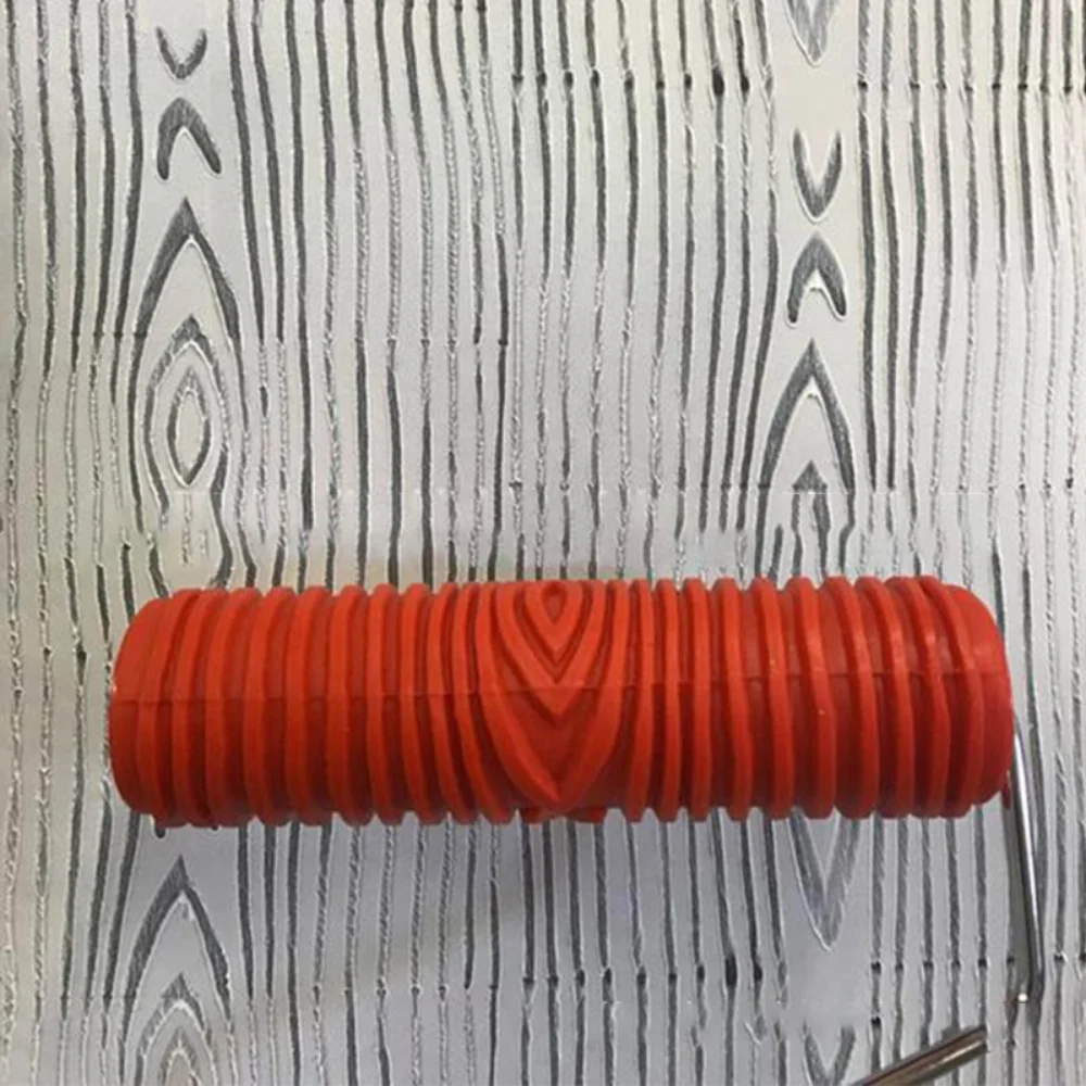 6Pcs Rubber Texture Roller Brush Imitation Wood Graining Wall Painting Home Decoration Art Embossing Diy for Wall Painting Tools thumbnail 2