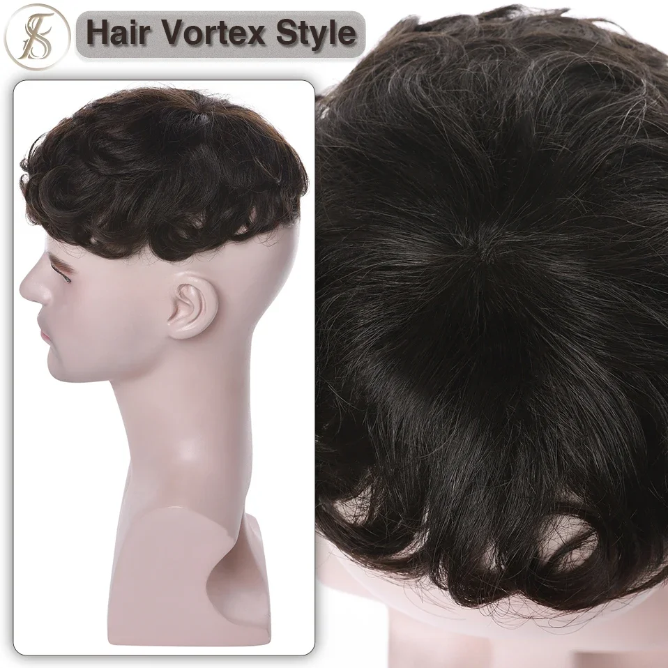 TESS Human Hair 16x19cm Men Toupee Clip In Hair Extensions Topper Replacement System 4Inch Capillary Prothesis 35g Male Hair Wig thumbnail 3
