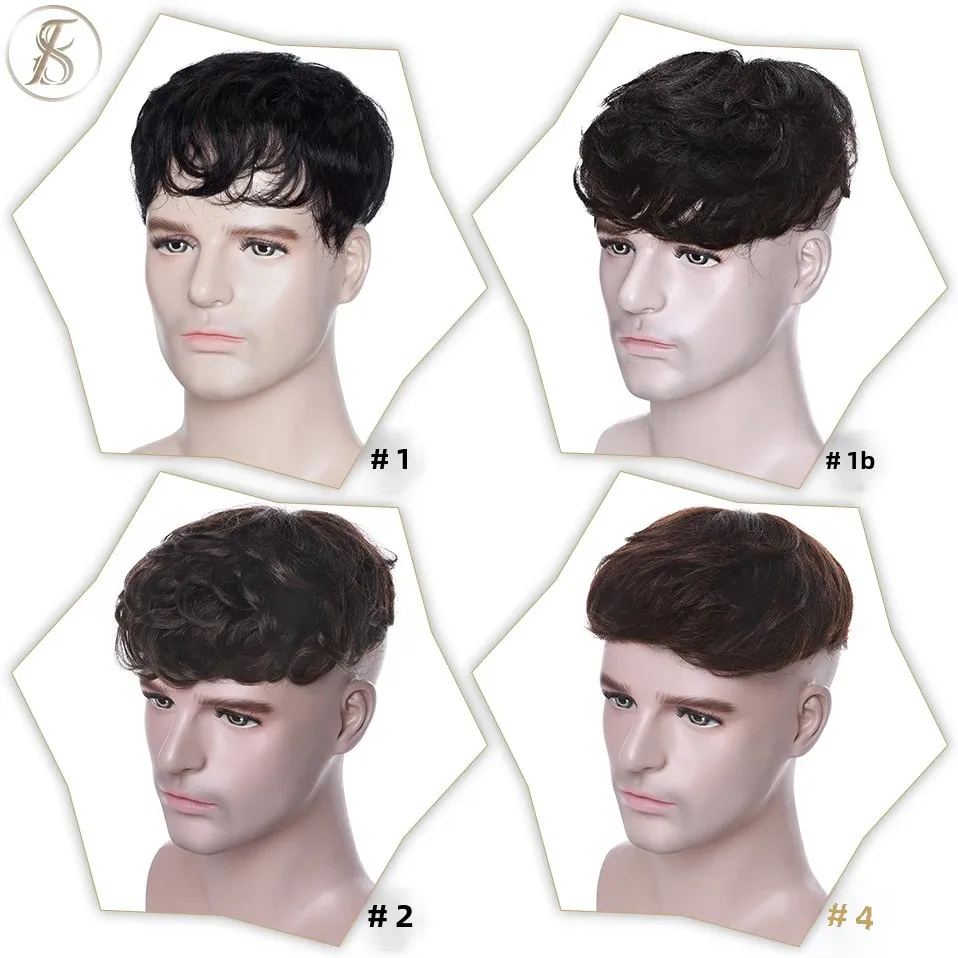 TESS Human Hair 16x19cm Men Toupee Clip In Hair Extensions Topper Replacement System 4Inch Capillary Prothesis 35g Male Hair Wig thumbnail 6