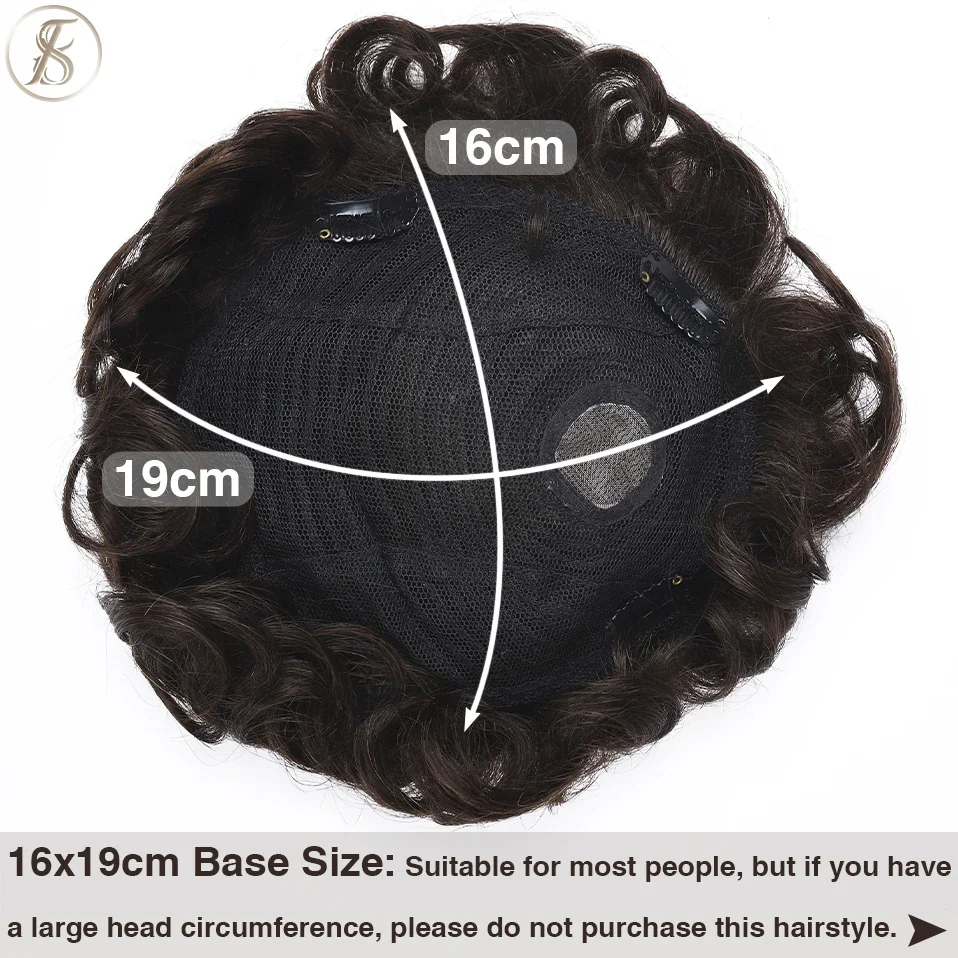 TESS Human Hair 16x19cm Men Toupee Clip In Hair Extensions Topper Replacement System 4Inch Capillary Prothesis 35g Male Hair Wig thumbnail 2