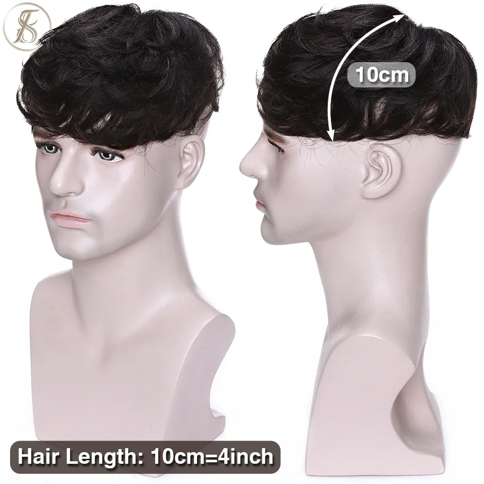 TESS Human Hair 16x19cm Men Toupee Clip In Hair Extensions Topper Replacement System 4Inch Capillary Prothesis 35g Male Hair Wig thumbnail 5