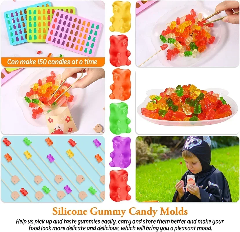 50 Grids Gummy Bear Mold Silicone Cute Bear Jelly Mould with Dropper Candy Chocolate Fondant Moulds DIY Baking Decoration Tools thumbnail 5