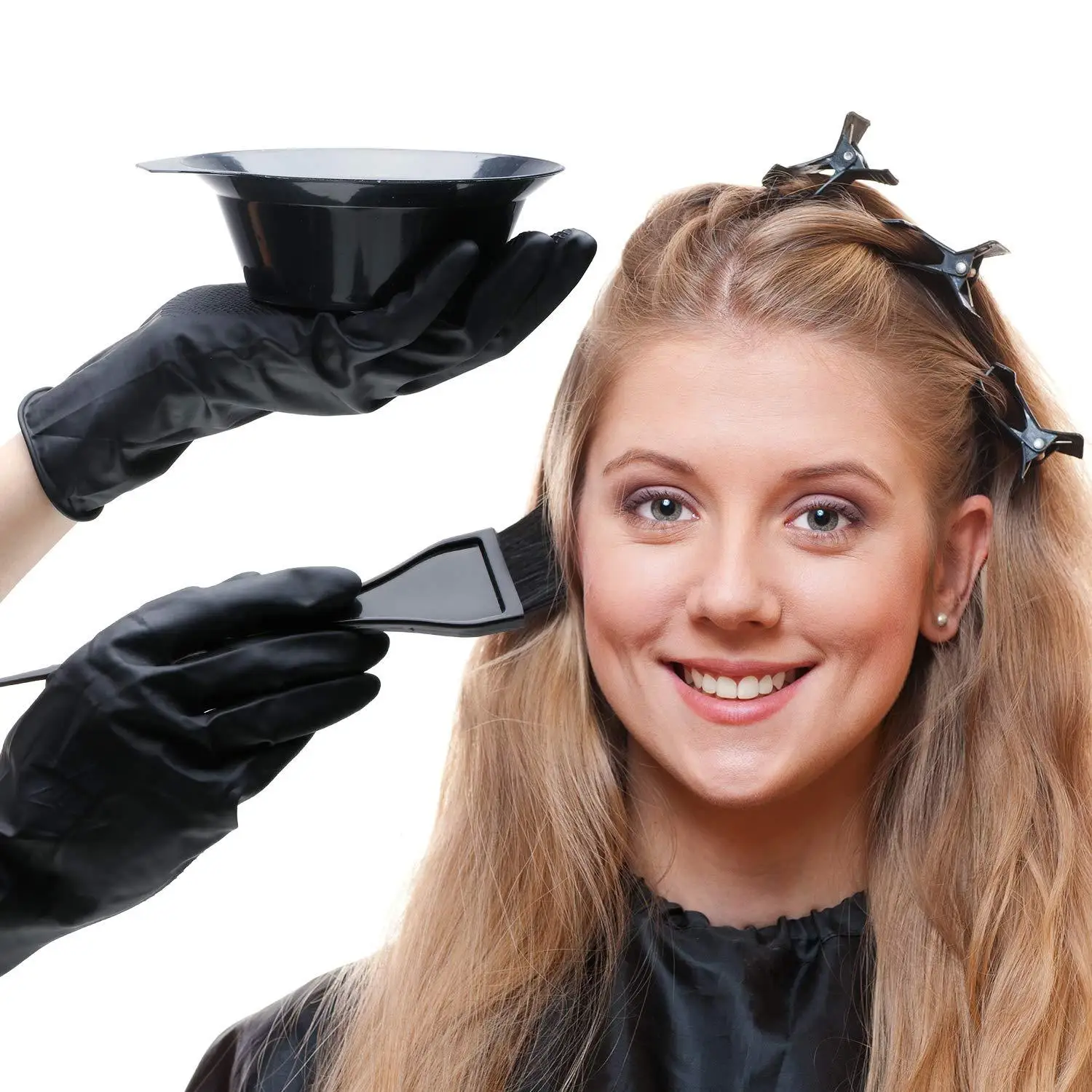Hair Dyeing Tools Set Home Salon Hair Dyeing Brush Hair Dyeing Cream Bowl Coloring Brush Comb Earcap Clips Dyeing Cape Kits thumbnail 3