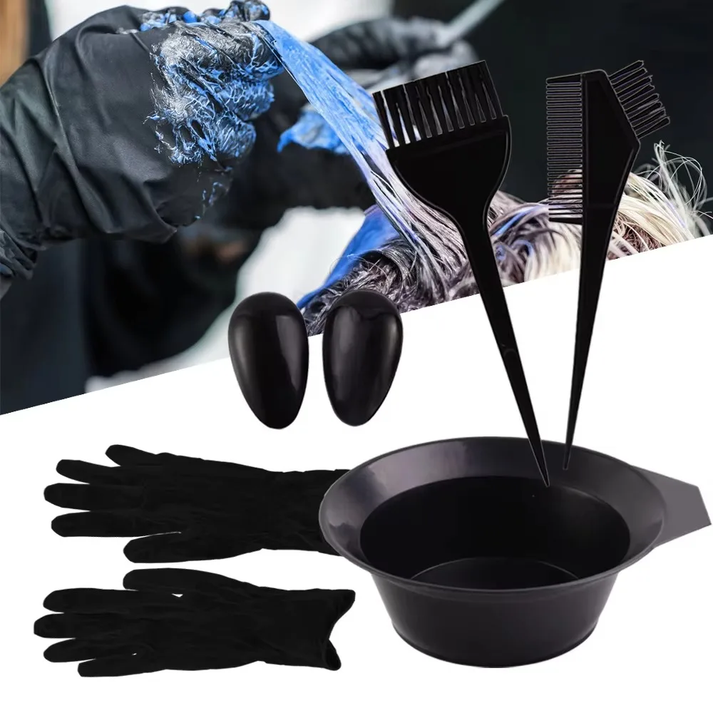 Hair Dyeing Tools Set Home Salon Hair Dyeing Brush Hair Dyeing Cream Bowl Coloring Brush Comb Earcap Clips Dyeing Cape Kits thumbnail 5