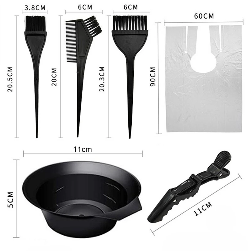 Hair Dyeing Tools Set Home Salon Hair Dyeing Brush Hair Dyeing Cream Bowl Coloring Brush Comb Earcap Clips Dyeing Cape Kits thumbnail 6