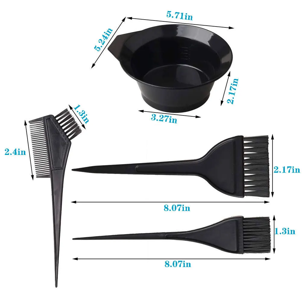 Hair Dyeing Tools Set Home Salon Hair Dyeing Brush Hair Dyeing Cream Bowl Coloring Brush Comb Earcap Clips Dyeing Cape Kits thumbnail 4