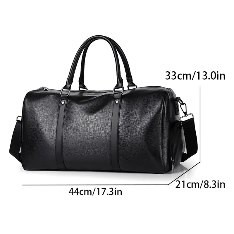 Retro New Short Trip Bag Large Capacity Sports Motorcycle Training Pu Waterproof Leisure Fitness Bag thumbnail 2