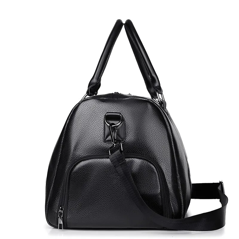 Retro New Short Trip Bag Large Capacity Sports Motorcycle Training Pu Waterproof Leisure Fitness Bag thumbnail 4