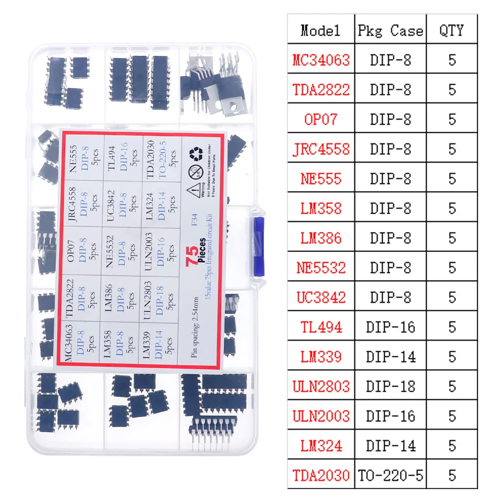 IC Integrated Circuit Chip Assortment Kit IC Sockets set 4000 4500 74HC 74LS Common CMOS Logic IC Series thumbnail 2