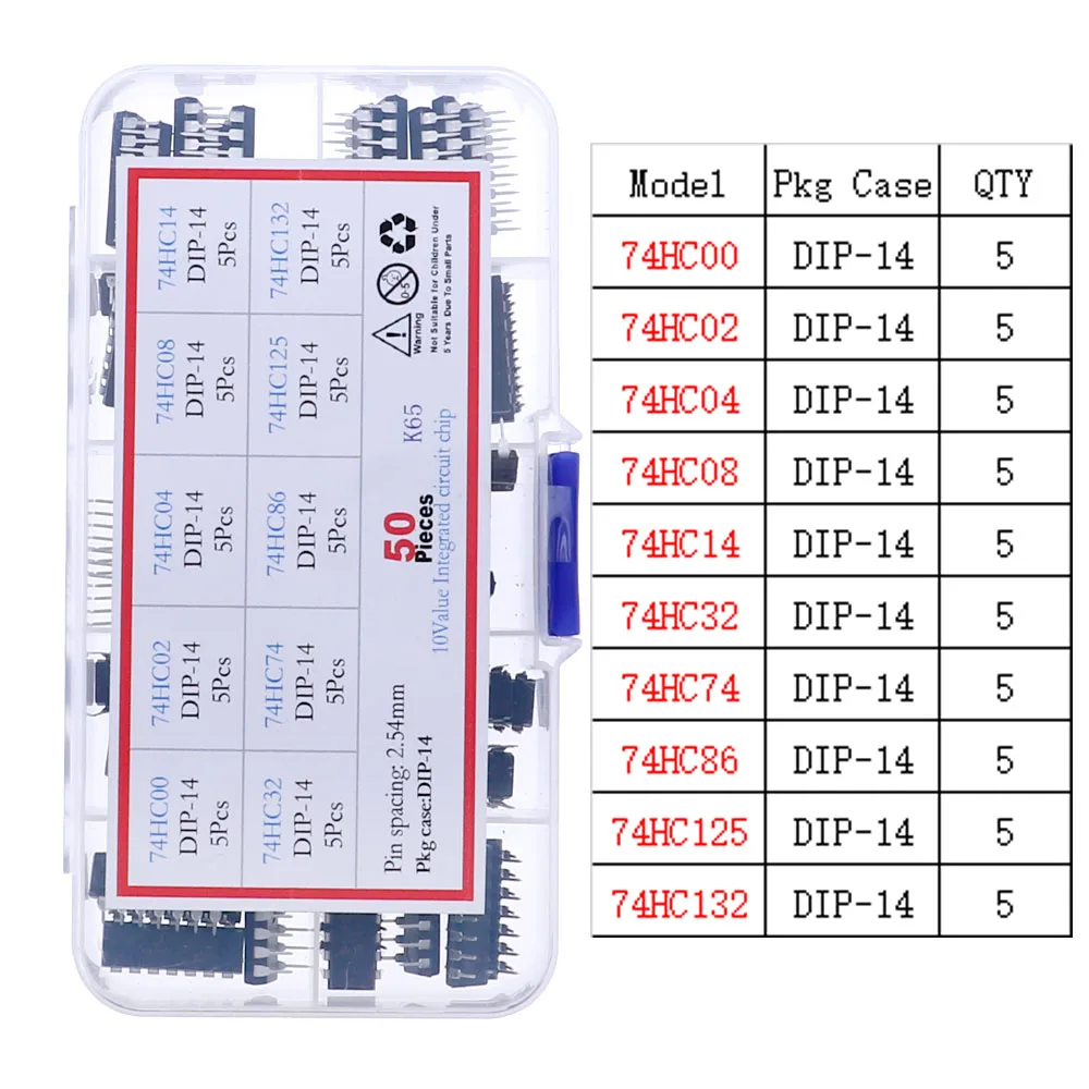 IC Integrated Circuit Chip Assortment Kit IC Sockets set 4000 4500 74HC 74LS Common CMOS Logic IC Series thumbnail 3