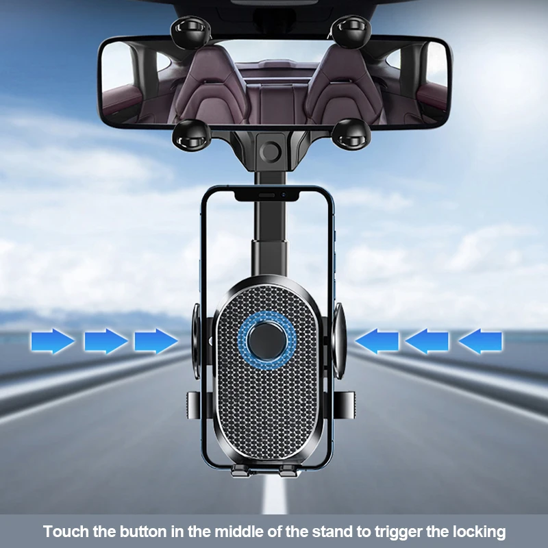 SEAMETAL Car Rearview Mirror Phone Holder 360° Retractable Cell Phone Holder Clip For Phone GPS Support Mobile Phone Mount Stand thumbnail 5