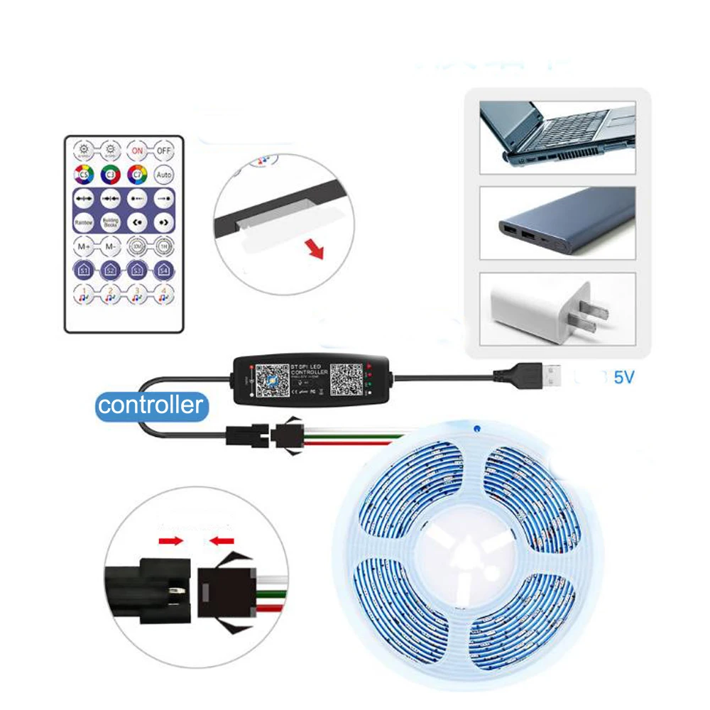 WS2811 WS2812B LED Controller Bluetooth Music With MIC For SK6812 WS2812 Pixel LED Strip Light APP 24/28Keys Remote DC5-24V thumbnail 5
