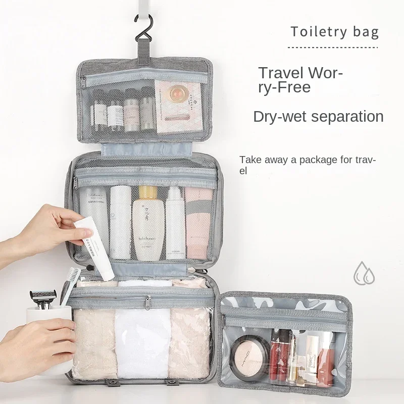 Travel Waterproof Folding Dry and Wet Separation Toiletry Bag Cosmetic Storage Bag Large Capacity Cosmetic Bag thumbnail 4