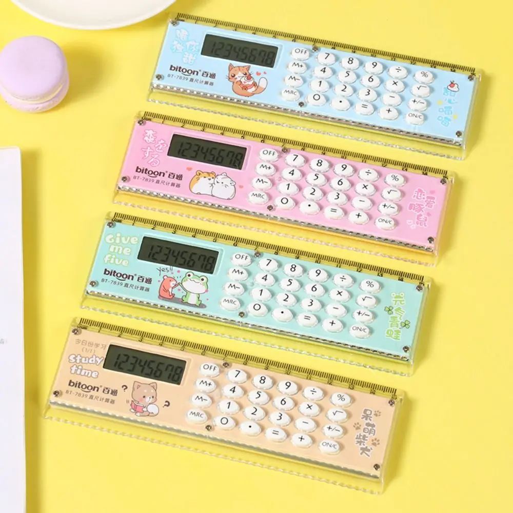 15cm Mini Ultra-thin Straight Ruler With Calculator Kawaii Stationery Drawing Tool Students Measuring Ruler Office School Supply thumbnail 2