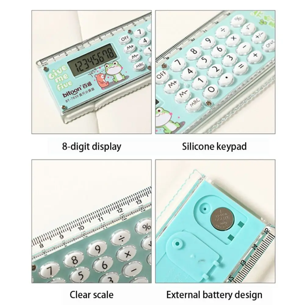15cm Mini Ultra-thin Straight Ruler With Calculator Kawaii Stationery Drawing Tool Students Measuring Ruler Office School Supply thumbnail 4