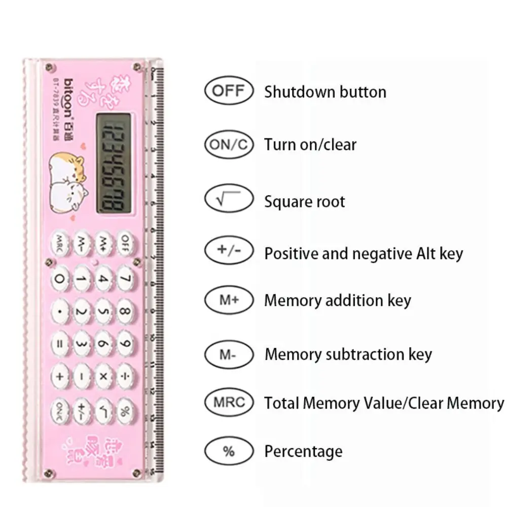 15cm Mini Ultra-thin Straight Ruler With Calculator Kawaii Stationery Drawing Tool Students Measuring Ruler Office School Supply thumbnail 5