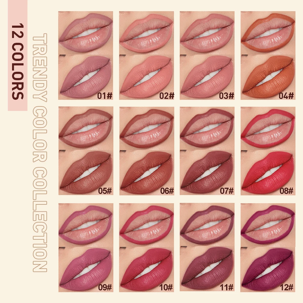 QIBEST 2pcs Lipstick Lipliner Pen Set Matte Nude Lip Liner Pencil Waterproof Long Lasting Lipstick Pen Contour Makeup For Women thumbnail 2