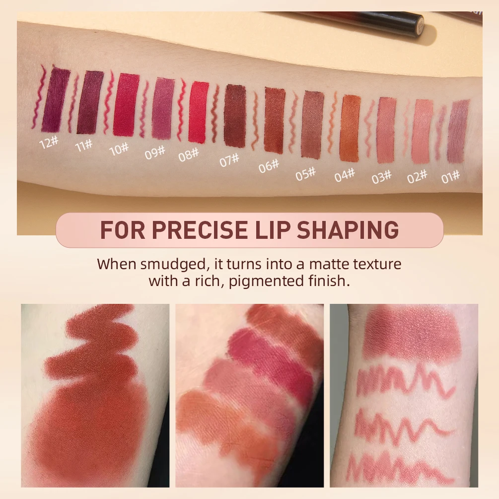 QIBEST 2pcs Lipstick Lipliner Pen Set Matte Nude Lip Liner Pencil Waterproof Long Lasting Lipstick Pen Contour Makeup For Women thumbnail 6