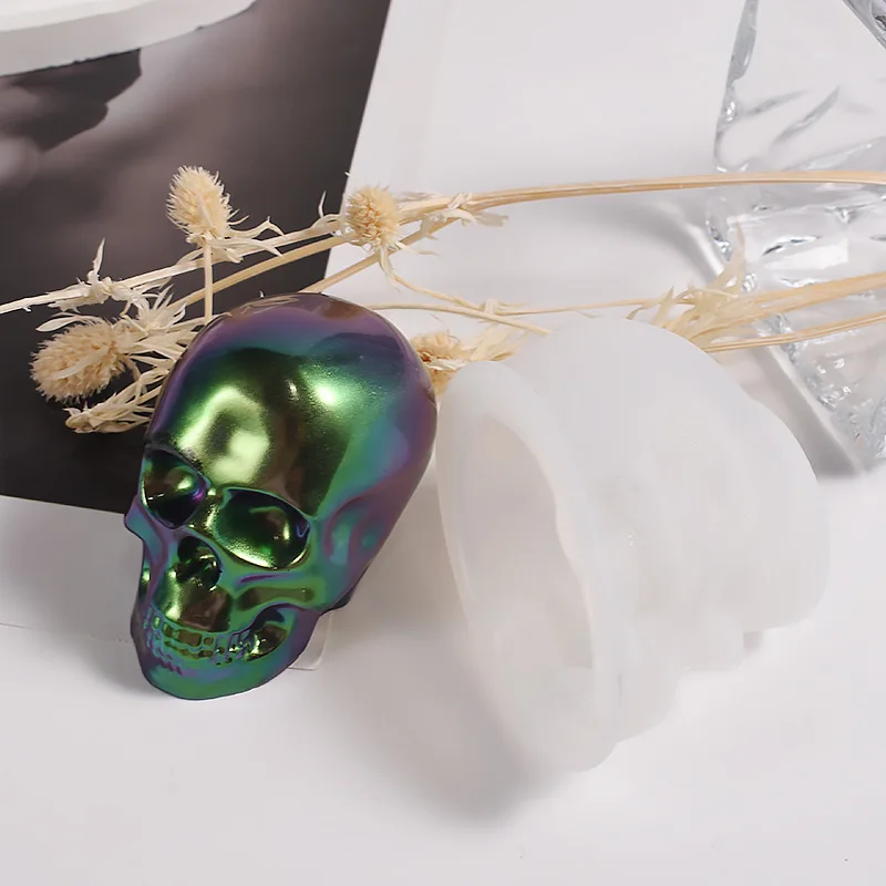 Skeleton Head Ornament Silicone Mold DIY Epoxy Resin Candle Small Skull Head Keychain Pendant Halloween Handicraft Handmade thumbnail 3